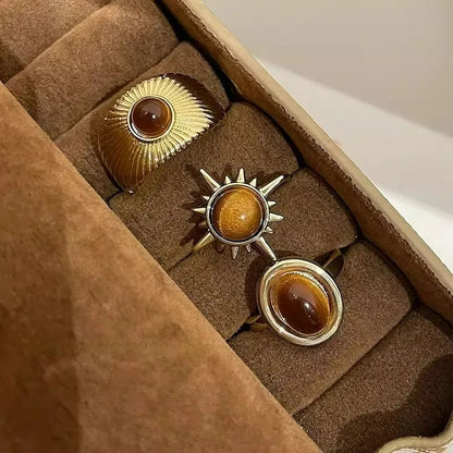 Goldenes Solar-Trio-Ring-Set