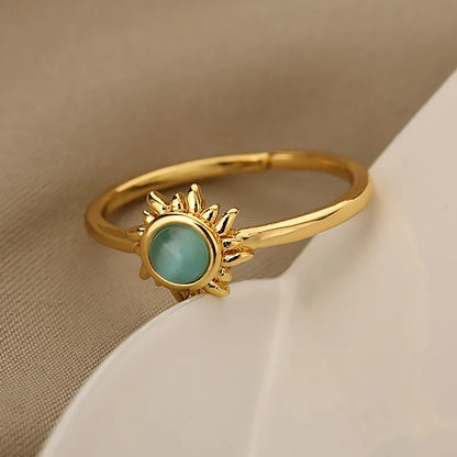 Opalstein Sonnenringe in Gold und Silber