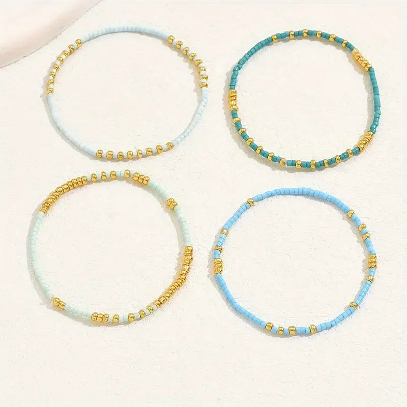 Chic Bohemian Türkis Perlen Armband Set