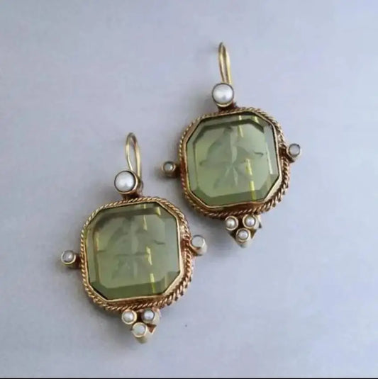 Elegante Vintage Geometrische Perlen Anhänger Tropfen Ohrringe