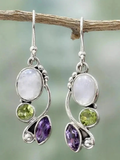 Mondstein Amethyst Peridot Cascade Ohrringe