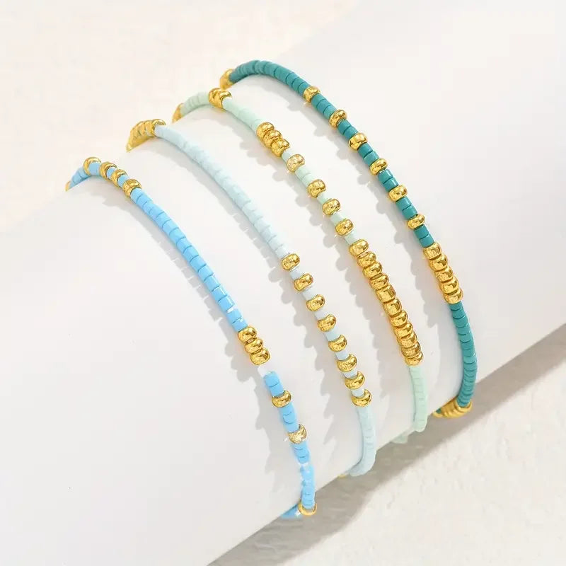 Chic Bohemian Türkis Perlen Armband Set