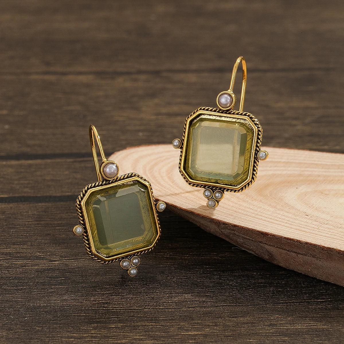Elegante Vintage Geometrische Perlen Anhänger Tropfen Ohrringe