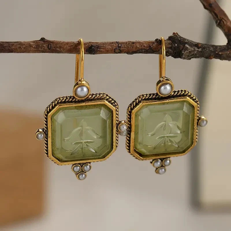 Elegante Vintage Geometrische Perlen Anhänger Tropfen Ohrringe