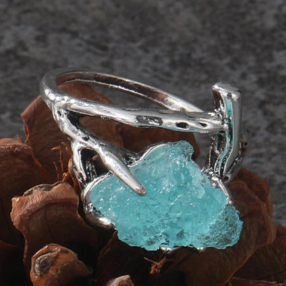 Roh Aqua Quarz Klaue Ring