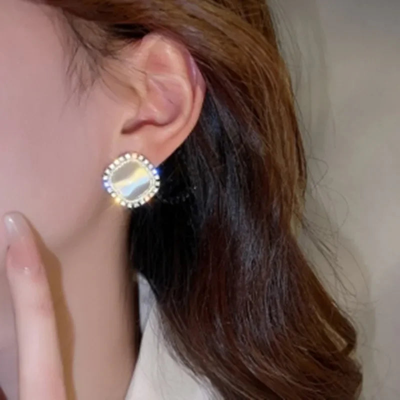 Chic quadratische Opal- und CZ-Kristall-Ohrringe