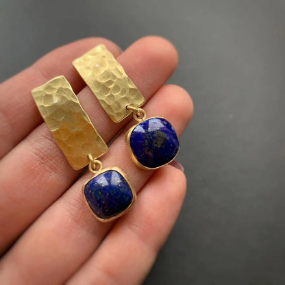Boho Lapis Lazuli Ohrringe in quadratischer Form