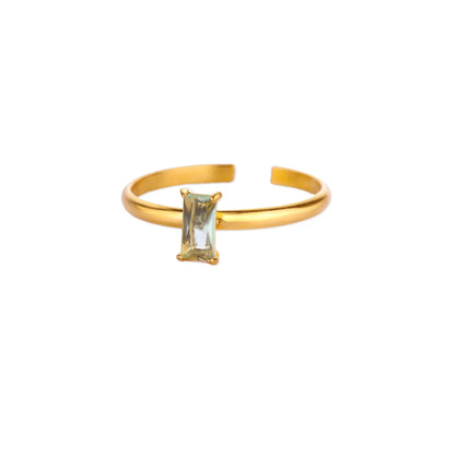 Verstellbarer zarter Goldring mit buntem Edelstein