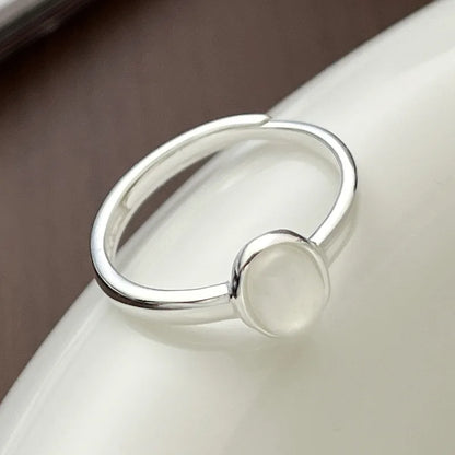 Silberner ovaler Mondstein Minimal Ring