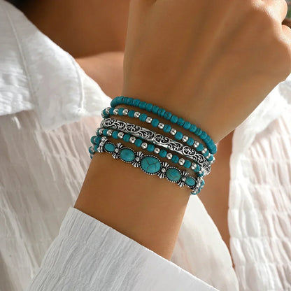 Bohemian Türkis Perlenarmband Set