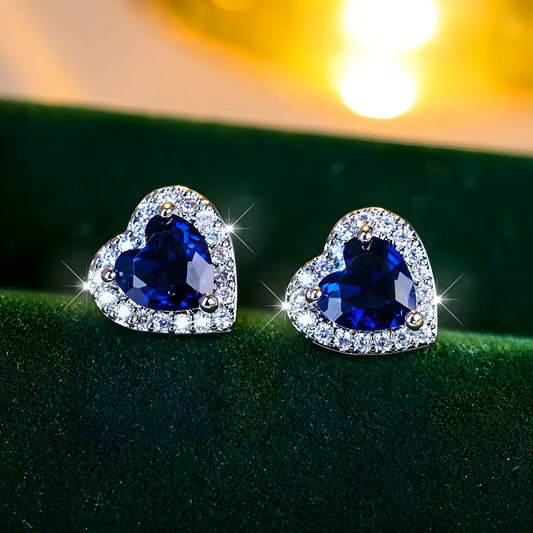Saphir Herz Stecker Ohrringe
