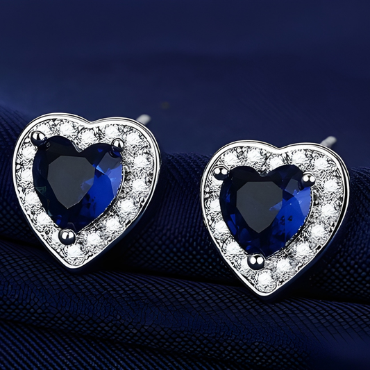 Saphir Herz Stecker Ohrringe