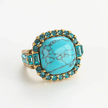 Vintage Art Deco Türkis Goldring