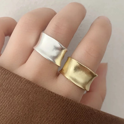 Vintage Gold- und Silberverstellbarer Breiter Flacher Ring
