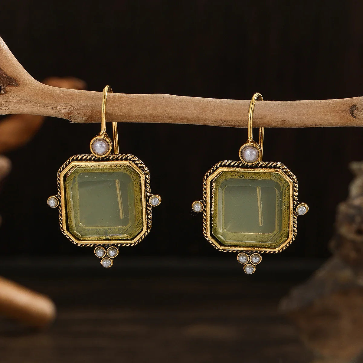 Elegante Vintage Geometrische Perlen Anhänger Tropfen Ohrringe