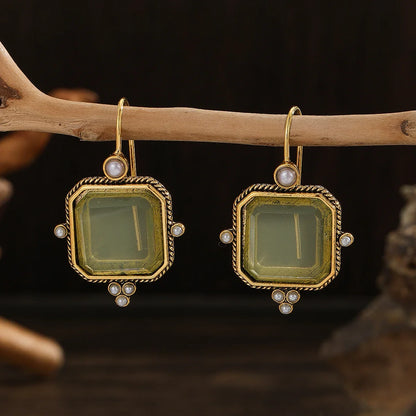 Elegante Vintage Geometrische Perlen Anhänger Tropfen Ohrringe