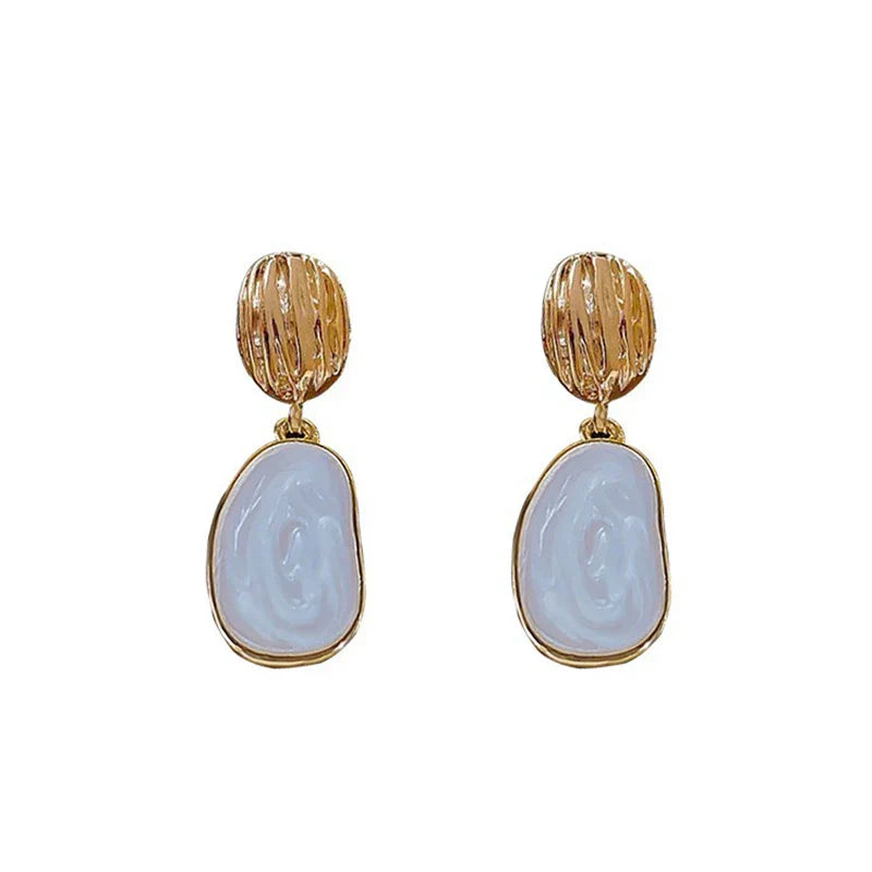 Vintage Email Oval Drop Earrings