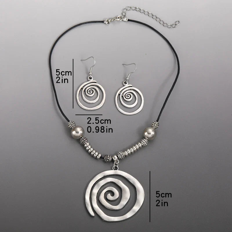 Spiral-Halsketten- und Ohrringe-Set