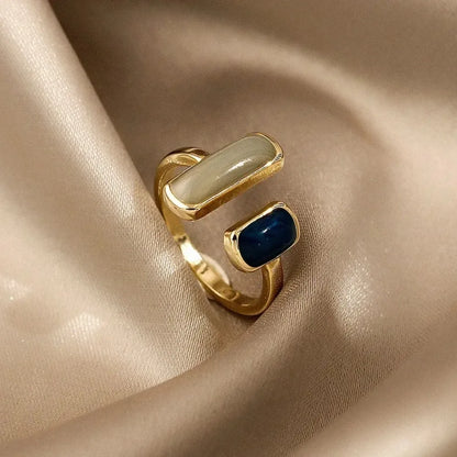 Doppelter Edelstein verstellbarer Offener Ring