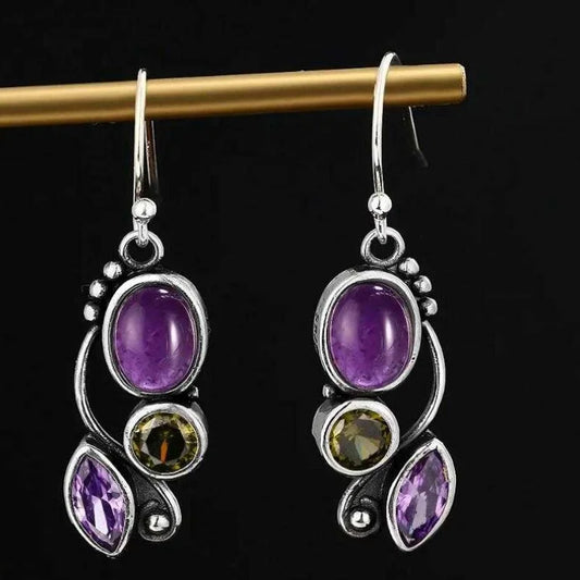 Mondstein Amethyst Peridot Cascade Ohrringe