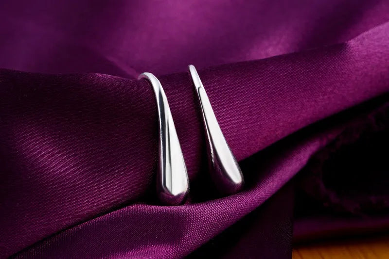 Sterling Silber Wassertropfen Hoop Ohrringe