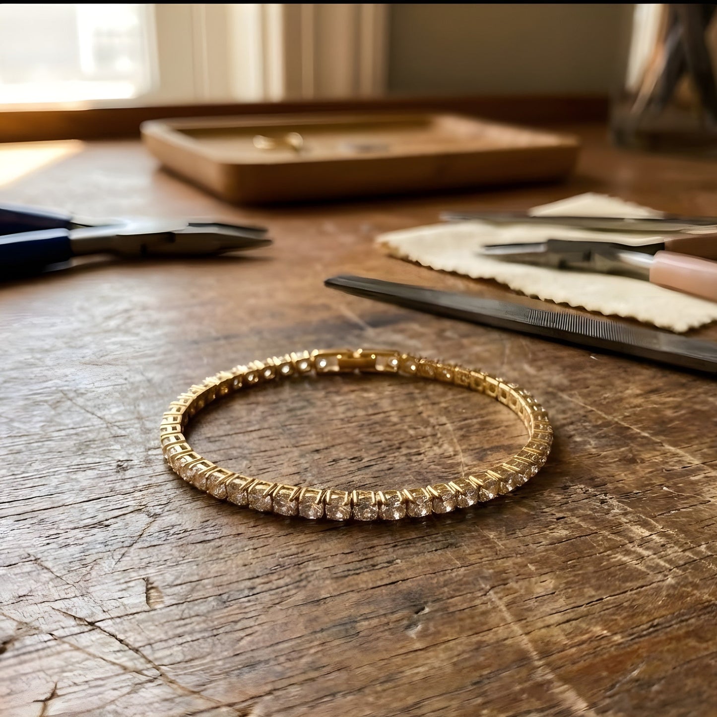 Elegantes klassisches Gold-Tennisarmband