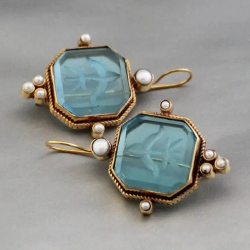 Elegante Vintage Geometrische Perlen Anhänger Tropfen Ohrringe