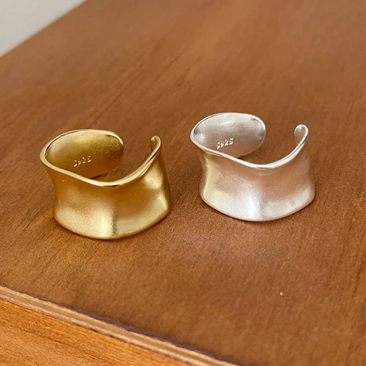 Vintage Gold- und Silberverstellbarer Breiter Flacher Ring