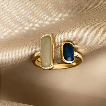 Doppelter Edelstein verstellbarer Offener Ring