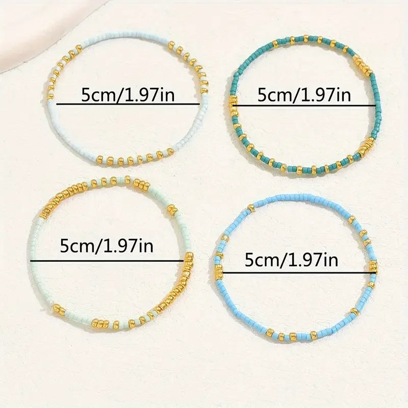 Chic Bohemian Türkis Perlen Armband Set
