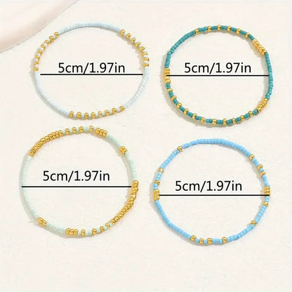 Chic Bohemian Türkis Perlen Armband Set
