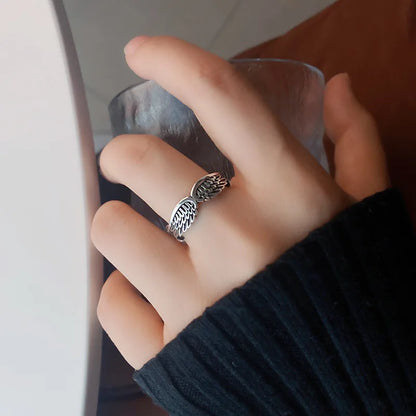 Silberne Engel Flügel Verstellbarer Ring