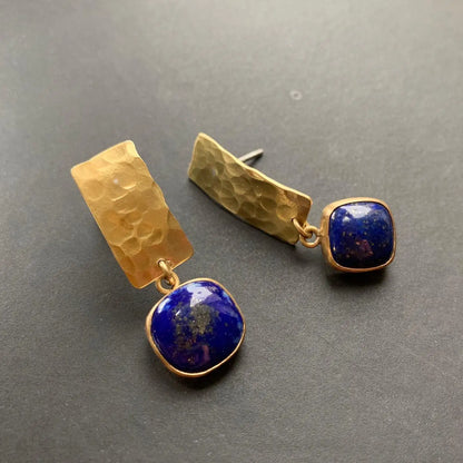 Boho Lapis Lazuli Ohrringe in quadratischer Form