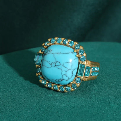 Vintage Art Deco Türkis Goldring