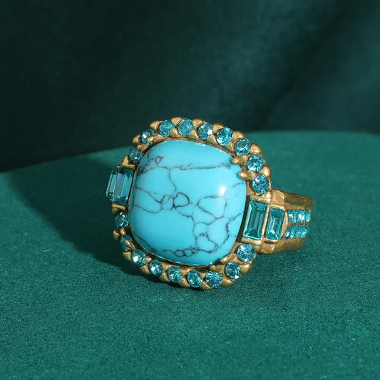 Vintage Art Deco Türkis Goldring