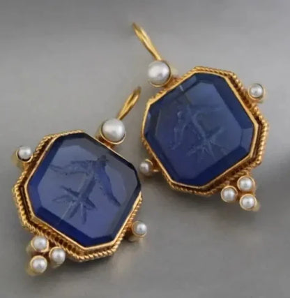 Elegante Vintage Geometrische Perlen Anhänger Tropfen Ohrringe