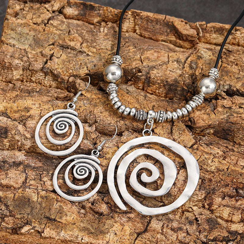 Spiral-Halsketten- und Ohrringe-Set
