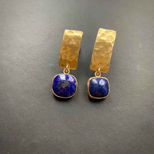 Boho Lapis Lazuli Ohrringe in quadratischer Form