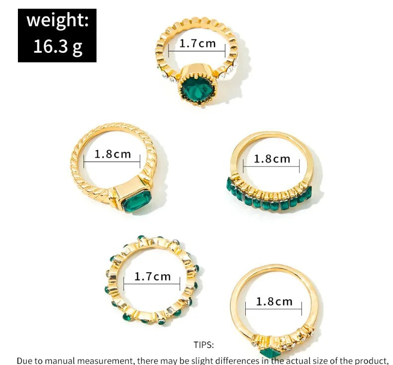 Zarina Exquisites Smaragd-Goldring-Set