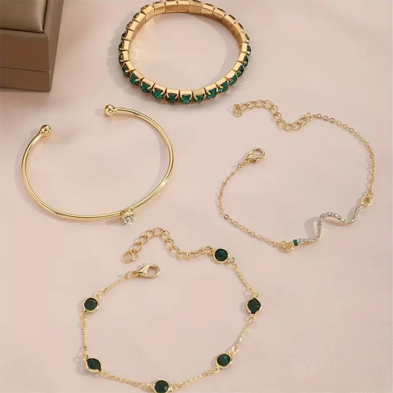 Grünes Edelstein-Armband-Set