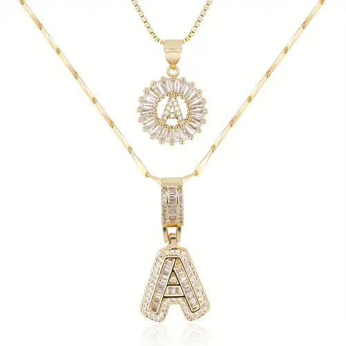 Elegantes Goldbuchstaben-Initial-Halsketten-Set