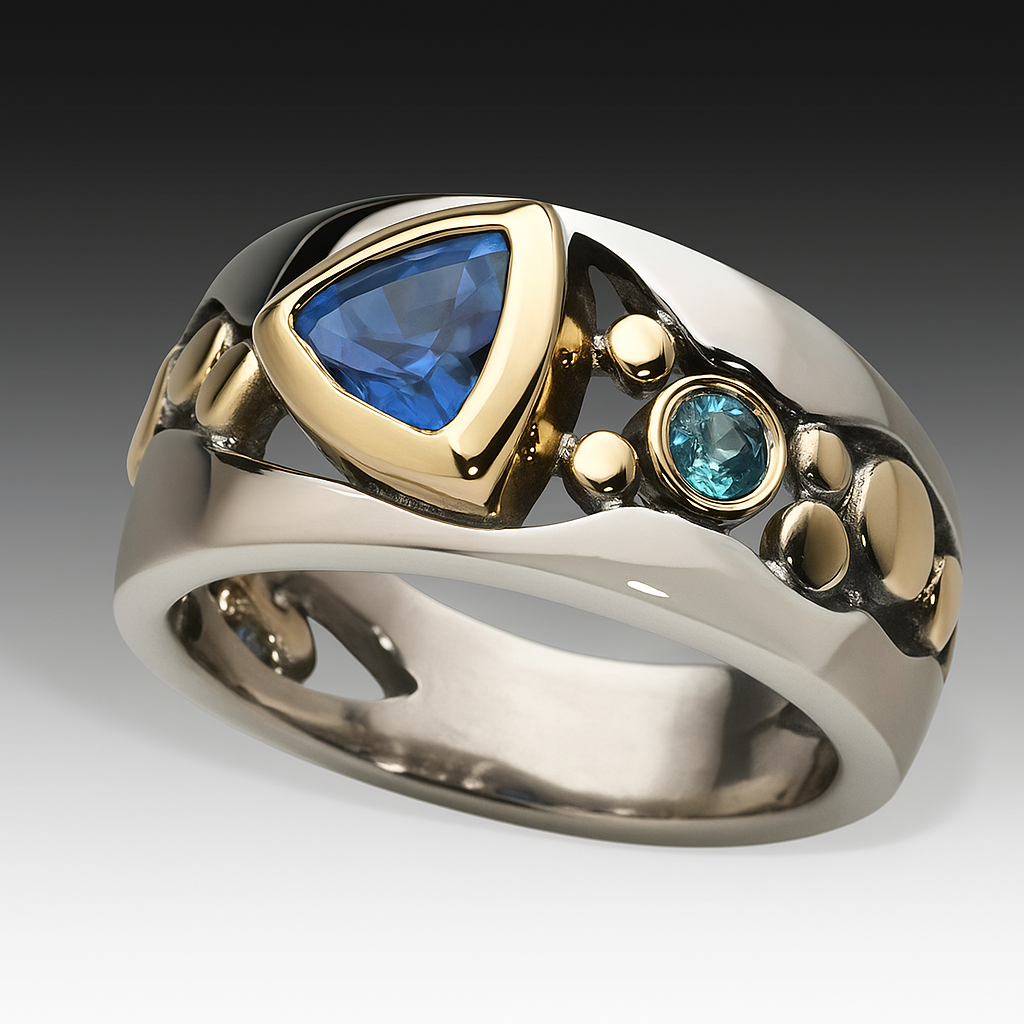 Anello unico vintage con cristallo blu