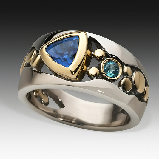Anello unico vintage con cristallo blu