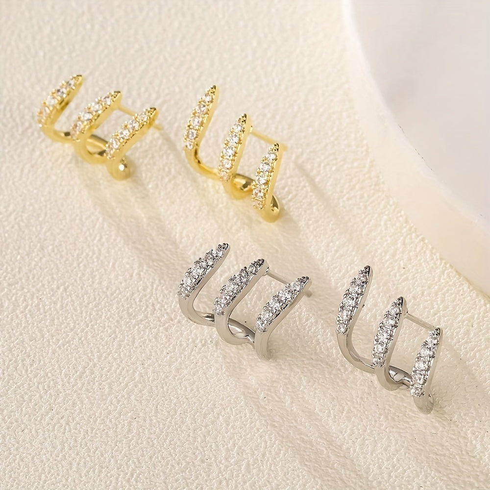 Elegante Strass Ohrringe mit drei Krallen