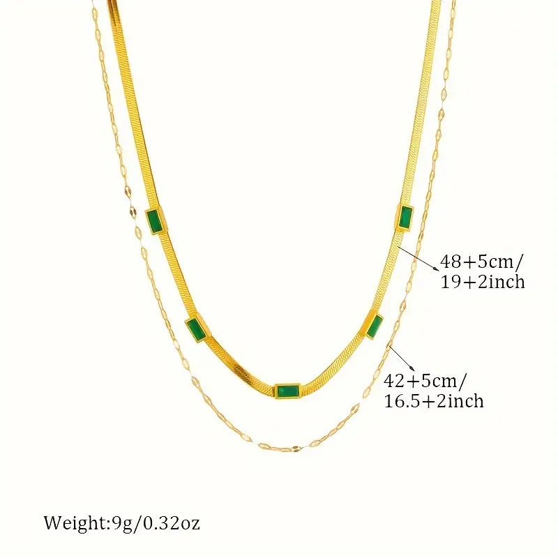 Sorella Gem Doppel-Layer Retro Gold Halskette