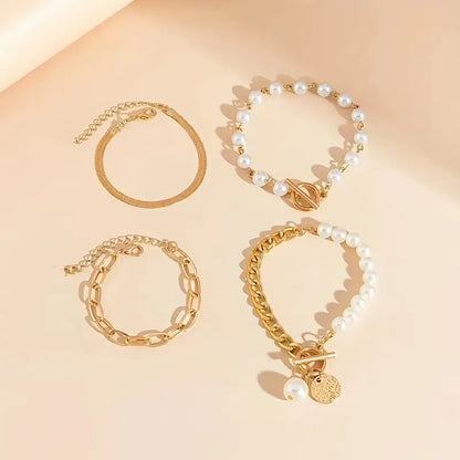 Elegantes 4-teiliges Goldarmband-Set