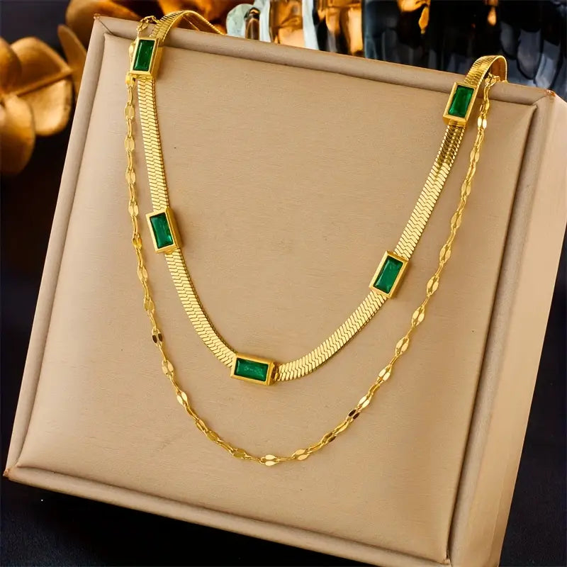 Sorella Gem Doppel-Layer Retro Gold Halskette