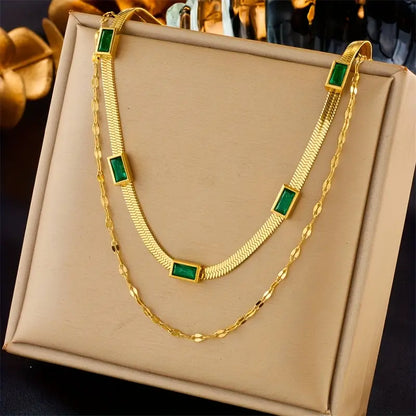 Sorella Gem Doppel-Layer Retro Gold Halskette