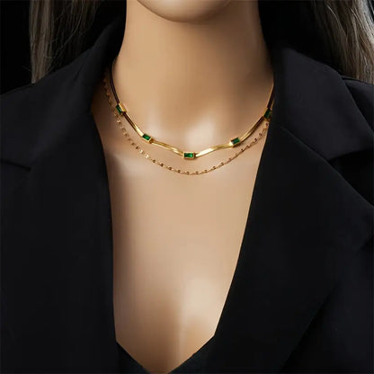 Sorella Gem Doppel-Layer Retro Gold Halskette