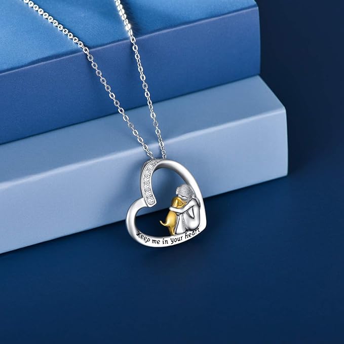 925 Sterling Silber Halskette – Herz- und Hundedesign mit Zirkonia